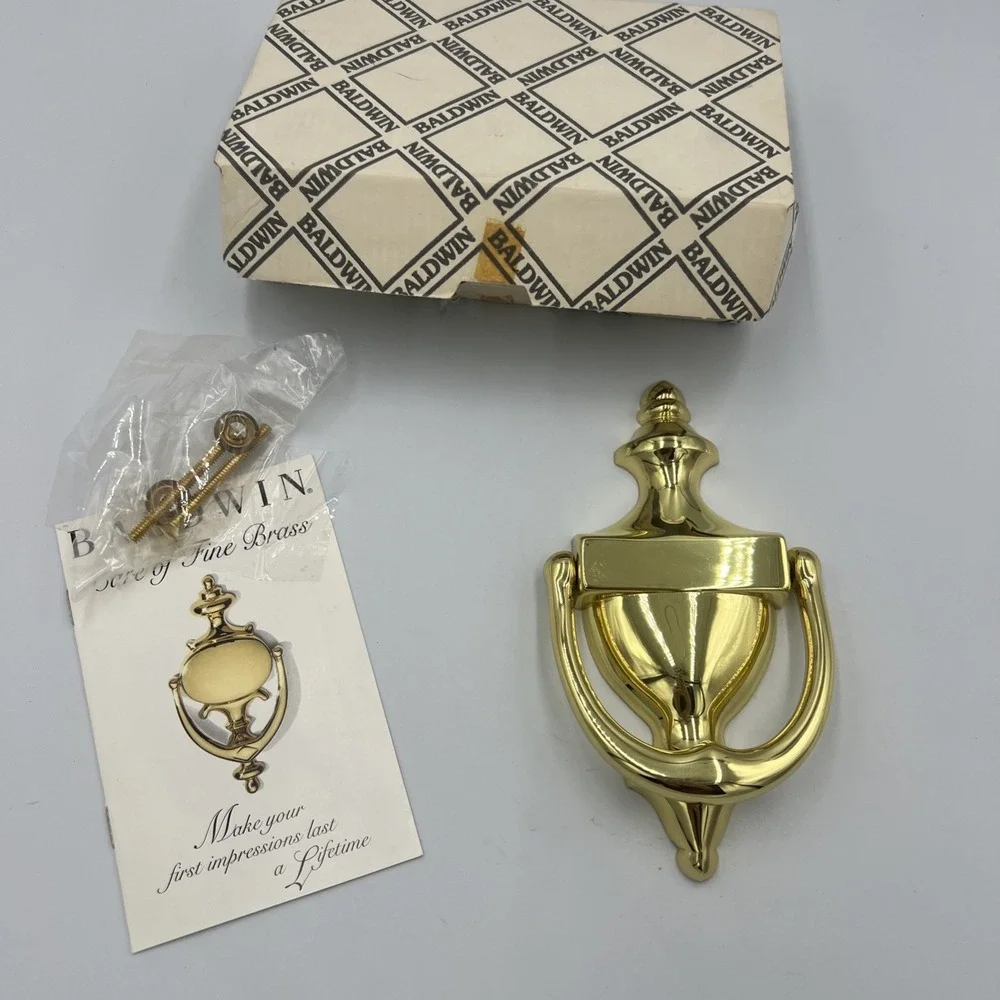 Vintage Baldwin Solid Brass Door Knocker Polished Imperial Style‎ - New in box!